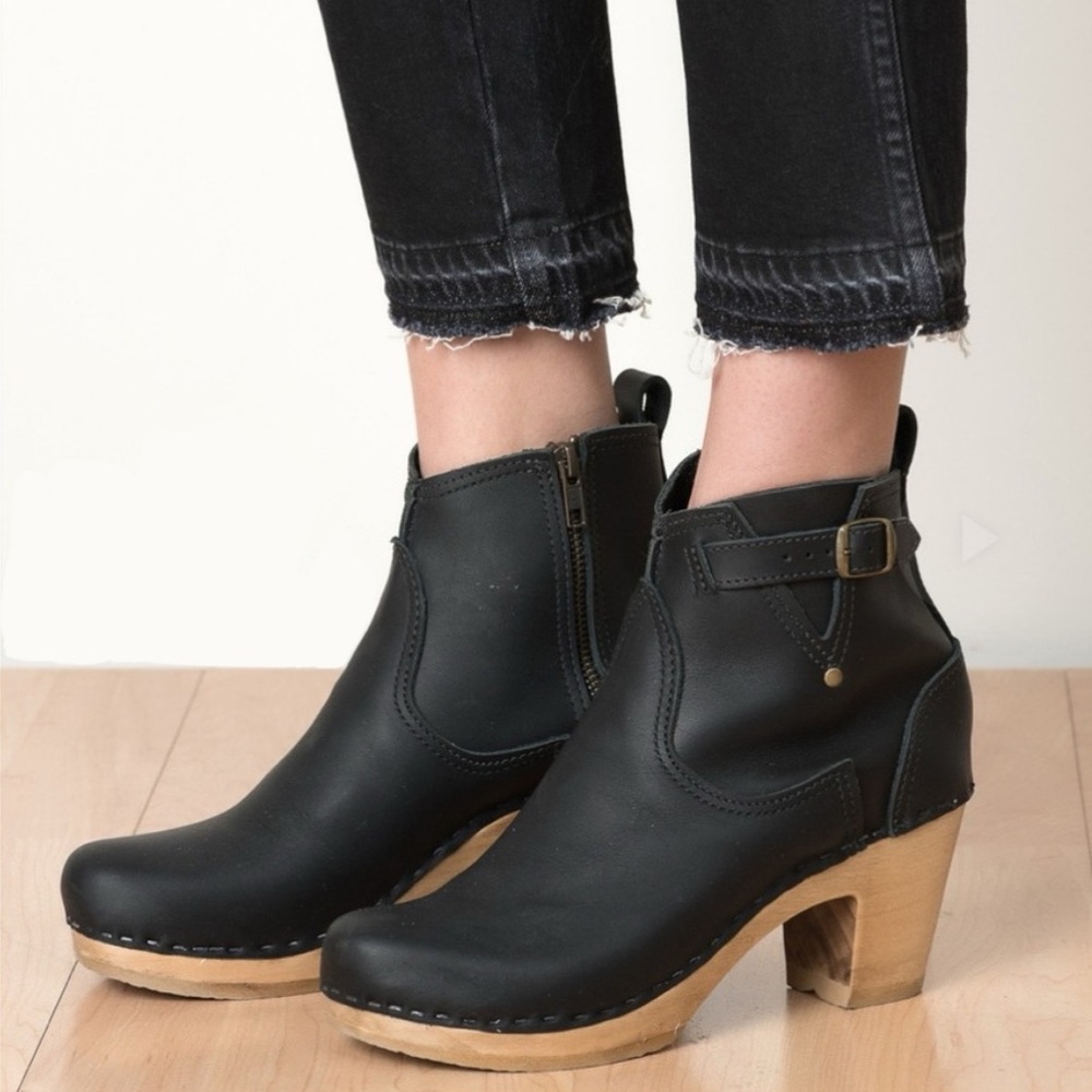 NO. 6 - Buckle Ankle Clog Boots, sz 37 (6.5 w US)